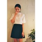 Mock-neck Overlock-stitch Top
