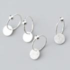 925 Sterling Silver Frosted / Polished Disc Dangle Earring