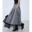 Fringed Jacquard Maxi Boho Skirt Black - One Size