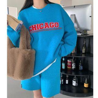 Lettering Sweater / Knit Shorts