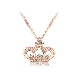 925 Sterling Silver Crown Pendant With White Austrian Element Crystal And Necklace