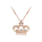 925 Sterling Silver Crown Pendant With White Austrian Element Crystal And Necklace