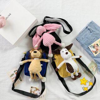 Doll Detail Canvas Crossbody Bag