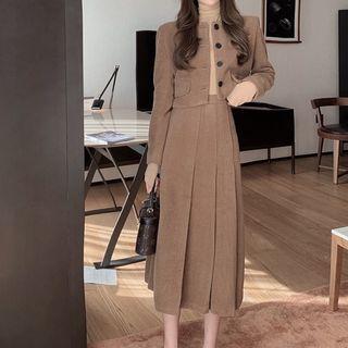Buttoned Jacket / Midi A-line Skirt