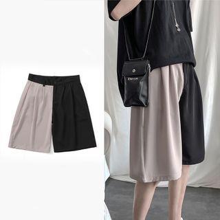 Elastic-waist Color-block Shorts