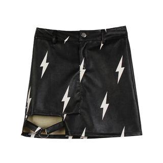 Faux-leather Printed Pencil Skirt