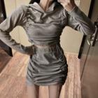 Drawstring Hoodie / Mini Fitted Skirt