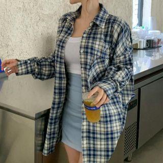 Plaid Shirt / Tank Top / Mini Pencil Skirt