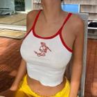 Devil Embroidered Cropped Camisole Top