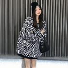 Zebra-print Loose-fit Pullover As Figure - One Size