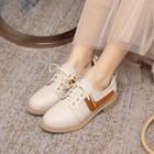 Two-tone Panel Faux Leather Lace-up Shoes