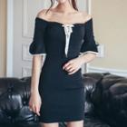 Lace-up Off-shoulder Bodycon Dress