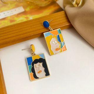 Sterling Silver Face Ear Stud / Clip-on Earring