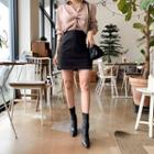Slit-side Studded Miniskirt