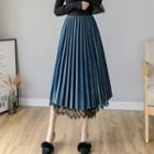 Conversable Pleated Lace Midi Skirt