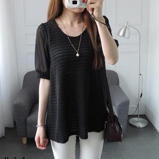 Puff-sleeve Striped Blouse