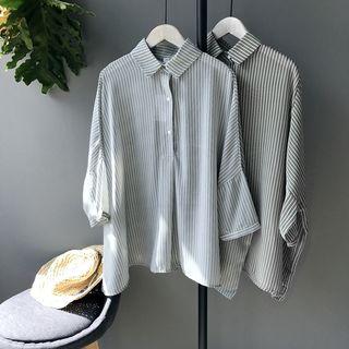 Long-sleeve Stripe Chiffon Shirt