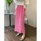 Plain Slit Maxi Pencil Skirt Pink - One Size