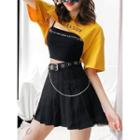 Open-front Loose-fit Crop T-shirt
