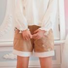 Fleece-lined Embroidered Shorts