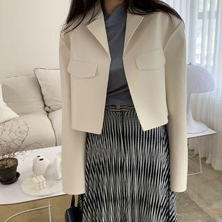 Long Sleeve Faux Leather Plain Jacket