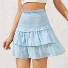 Plain Tiered Mini Skirt