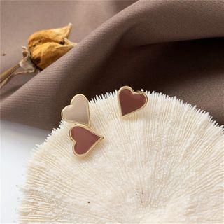 Non-matching Heart Stud Earring 1 Pair - Asymmetric - As Shown In Figure - One Size
