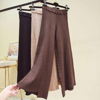Asymmetric Hem Knitted Wide-leg Pants