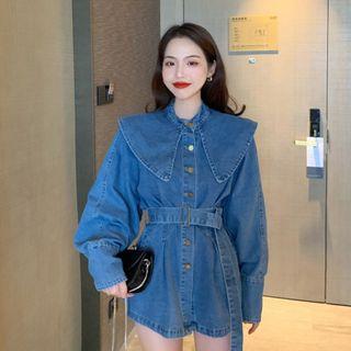 Buckled Denim Jacket Blue - One Size