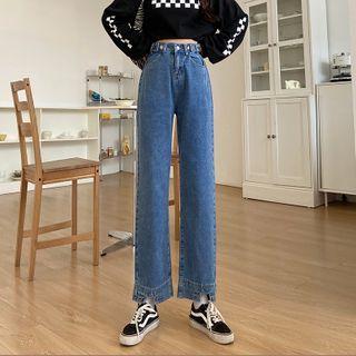 High Waist Straight Cut Wide Leg Jeans