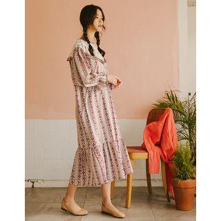 Lace-yoke Long Pattern Dress