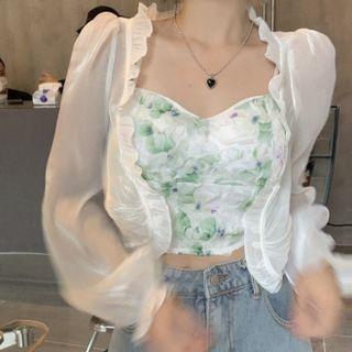 Light Jacket / Floral Print Camisole Top