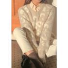Furry Leopard Pattern Sweater Ivory - One Size