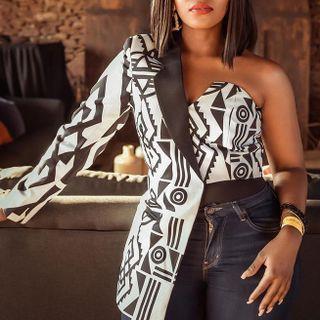 One-shoulder Patterned Blazer