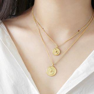 925 Sterling Silver Prayer Disc Pendant Necklace