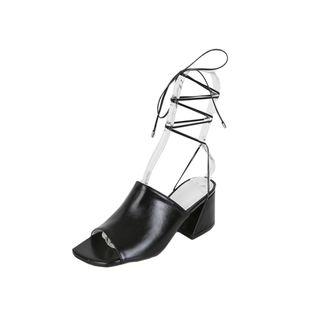 Cutout-heel Lace-up Mules