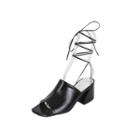 Cutout-heel Lace-up Mules