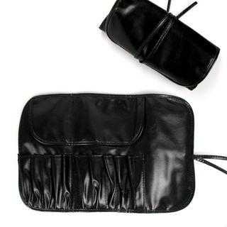Faux Leather Makeup Brush Case Black - One Size