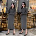 Long-sleeve Plain Knitted Dress