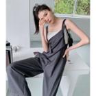 Plain High-waist Irregular Jumper Pants