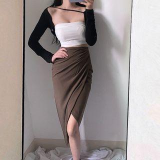 High Waist Asymmetrical Pencil Skirt
