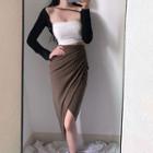 High Waist Asymmetrical Pencil Skirt