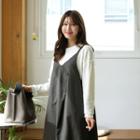 Shirred-shoulder Layered Lettuce-cuff T-shirt