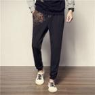 Dragon Embroidered Cropped Harem Pants