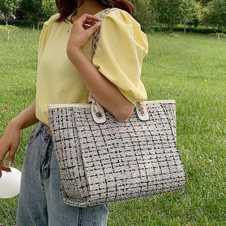 Tweed Chain Tote Bag