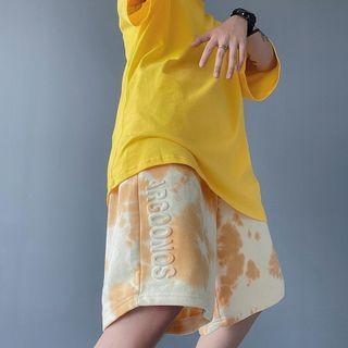 High-waist Two Tone Printed Straight-cut Shorts