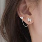 Rhinestone Butterfly Chain Ear Stud