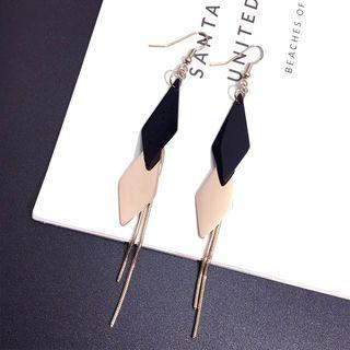 Stainless Steel Rhombus Fringed Earring 1 Pair - Stainless Steel - Black - One Size
