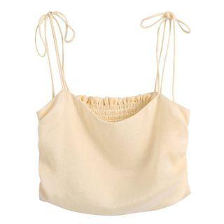 Suspender Plain Cropped Tank Top