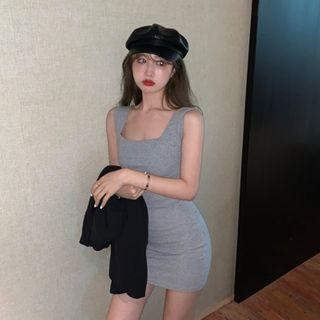 Square-neck Mini Bodycon Tank Dress
